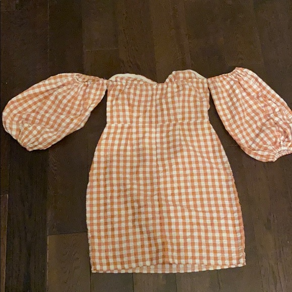 Boohoo Pink Plaid Off Shoulder Bodycon Dress - Picture 3 of 5